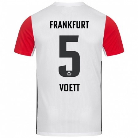 Kandiny Férfi Johannes Vött #5 Fehér Piros Hazai Jersey 2024/25 Mez Póló Ing