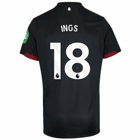 Kandiny Férfi Danny Ings #18 Fekete Fehér Idegenbeli Jersey 2024/25 Mez Póló Ing