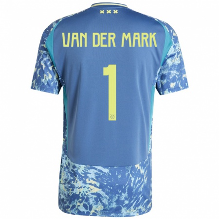 Kandiny Férfi Jesper Van Der Mark #1 Szürke Kék Sárga Idegenbeli Jersey 2024/25 Mez Póló Ing