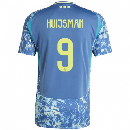 Kandiny Férfi Mitchi Huijsman #9 Szürke Kék Sárga Idegenbeli Jersey 2024/25 Mez Póló Ing