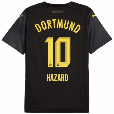 Kandiny Férfi Thorgan Hazard #10 Fekete Sárga Idegenbeli Jersey 2024/25 Mez Póló Ing