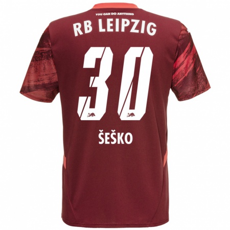 Kandiny Férfi Benjamin Sesko #30 Burgundia Idegenbeli Jersey 2024/25 Mez Póló Ing