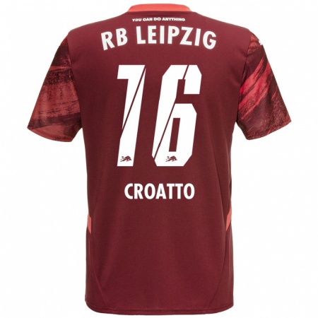 Kandiny Férfi Michela Croatto #16 Burgundia Idegenbeli Jersey 2024/25 Mez Póló Ing