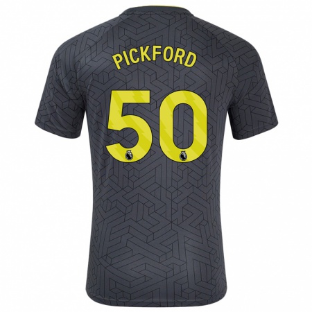 Kandiny Férfi George Pickford #50 Fekete Sárga Idegenbeli Jersey 2024/25 Mez Póló Ing