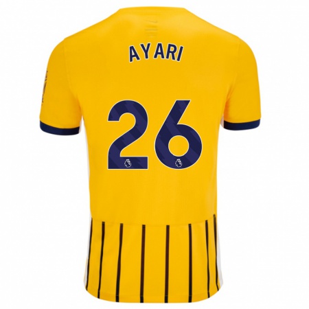 Kandiny Férfi Yasin Ayari #26 Arany Kék Csíkos Idegenbeli Jersey 2024/25 Mez Póló Ing