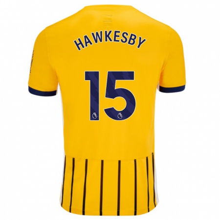 Kandiny Férfi Mackenzie Hawkesby #15 Arany Kék Csíkos Idegenbeli Jersey 2024/25 Mez Póló Ing