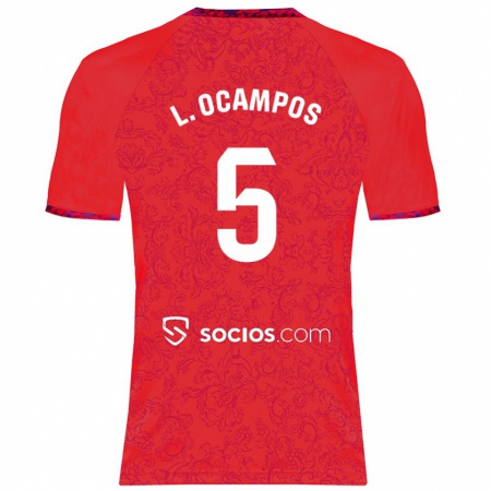 Kandiny Férfi Lucas Ocampos #5 Piros Idegenbeli Jersey 2024/25 Mez Póló Ing