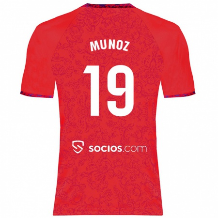 Kandiny Férfi Iker Muñoz #19 Piros Idegenbeli Jersey 2024/25 Mez Póló Ing