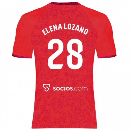 Kandiny Férfi Elena Lozano Gallego #28 Piros Idegenbeli Jersey 2024/25 Mez Póló Ing