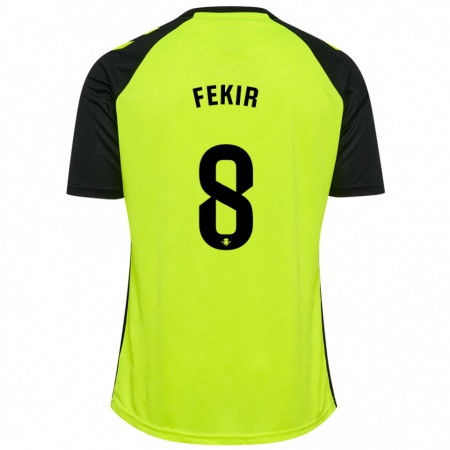 Kandiny Férfi Nabil Fekir #8 Fluoreszkáló Sárga Fekete Idegenbeli Jersey 2024/25 Mez Póló Ing