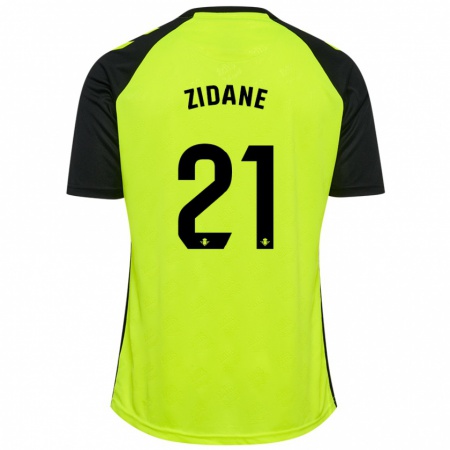 Kandiny Férfi Elyaz Zidane #21 Fluoreszkáló Sárga Fekete Idegenbeli Jersey 2024/25 Mez Póló Ing