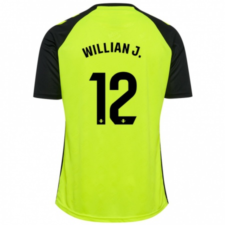 Kandiny Férfi Willian José #12 Fluoreszkáló Sárga Fekete Idegenbeli Jersey 2024/25 Mez Póló Ing