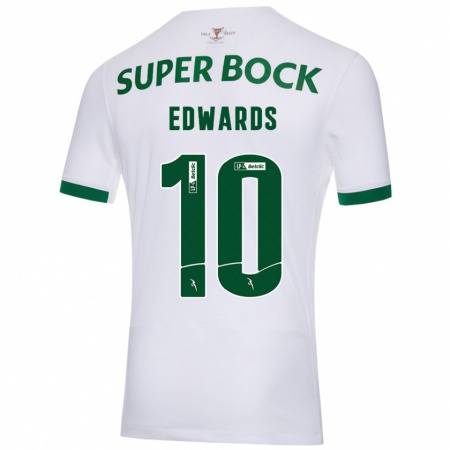 Kandiny Férfi Marcus Edwards #10 Fehér Zöld Idegenbeli Jersey 2024/25 Mez Póló Ing