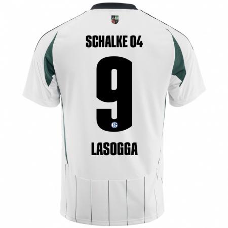 Kandiny Férfi Pierre-Michel Lasogga #9 Fehér Zöld Idegenbeli Jersey 2024/25 Mez Póló Ing