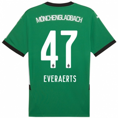 Kandiny Férfi Kim Everaerts #47 Zöld Fehér Idegenbeli Jersey 2024/25 Mez Póló Ing