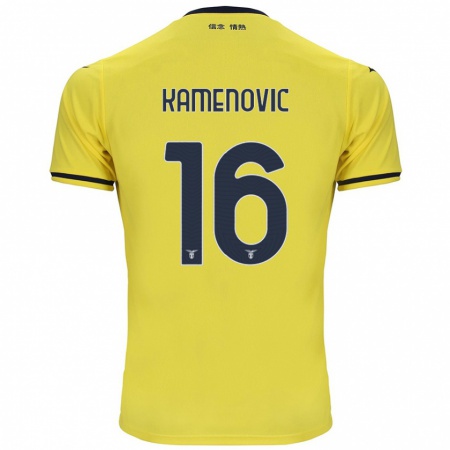 Kandiny Férfi Dimitrije Kamenović #16 Sárga Idegenbeli Jersey 2024/25 Mez Póló Ing