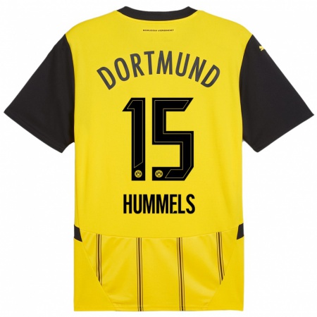 Kandiny Női Mats Hummels #15 Sárga Fekete Hazai Jersey 2024/25 Mez Póló Ing