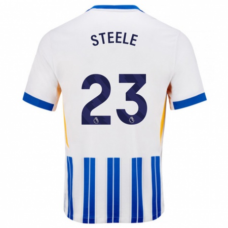 Kandiny Női Jason Steele #23 Fehér Kék Csíkos Hazai Jersey 2024/25 Mez Póló Ing