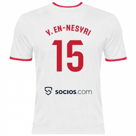 Kandiny Női Youssef En-Nesyri #15 Fehér Piros Hazai Jersey 2024/25 Mez Póló Ing