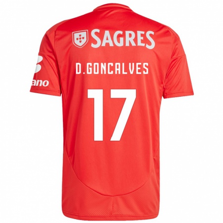 Kandiny Női Diogo Goncalves #17 Piros Fehér Hazai Jersey 2024/25 Mez Póló Ing