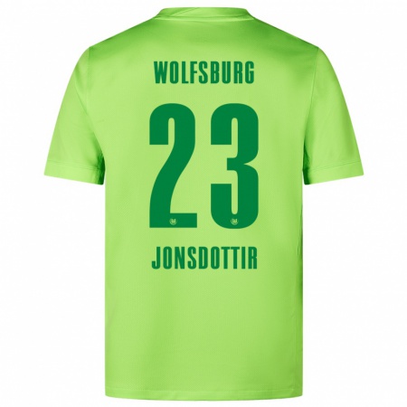 Kandiny Női Sveindís Jane Jónsdóttir #23 Fluoreszkáló Zöld Hazai Jersey 2024/25 Mez Póló Ing