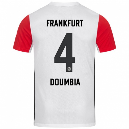 Kandiny Női Fousseny Doumbia #4 Fehér Piros Hazai Jersey 2024/25 Mez Póló Ing