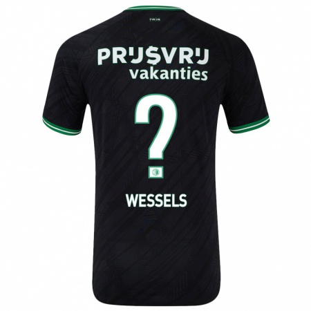 Kandiny Női Tijme Wessels #0 Fekete Zöld Idegenbeli Jersey 2024/25 Mez Póló Ing