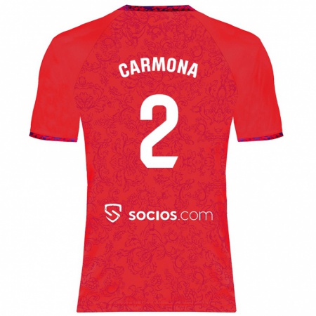 Kandiny Női José Ángel Carmona #2 Piros Idegenbeli Jersey 2024/25 Mez Póló Ing