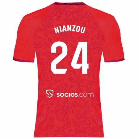 Kandiny Női Tanguy Nianzou #24 Piros Idegenbeli Jersey 2024/25 Mez Póló Ing