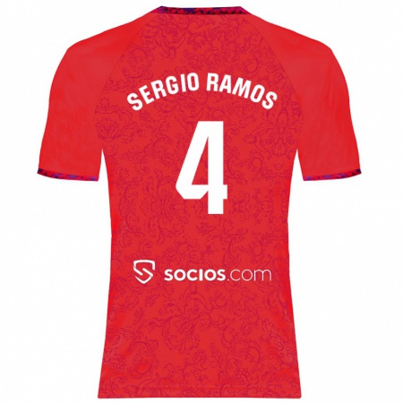 Kandiny Női Sergio Ramos #4 Piros Idegenbeli Jersey 2024/25 Mez Póló Ing