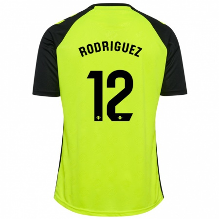 Kandiny Női Ricardo Rodríguez #12 Fluoreszkáló Sárga Fekete Idegenbeli Jersey 2024/25 Mez Póló Ing