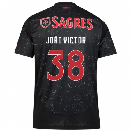 Kandiny Női João Victor #38 Fekete Piros Idegenbeli Jersey 2024/25 Mez Póló Ing