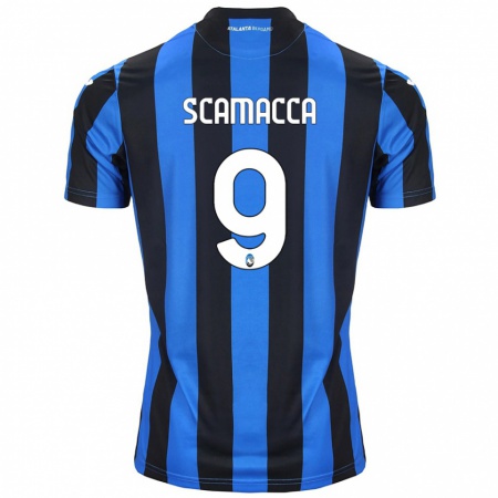 Kandiny Gyermek Gianluca Scamacca #9 Kék Fekete Hazai Jersey 2024/25 Mez Póló Ing