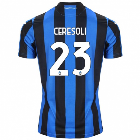 Kandiny Gyermek Andrea Ceresoli #23 Kék Fekete Hazai Jersey 2024/25 Mez Póló Ing