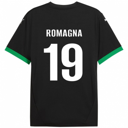 Kandiny Gyermek Filippo Romagna #19 Fekete Sötétzöld Hazai Jersey 2024/25 Mez Póló Ing