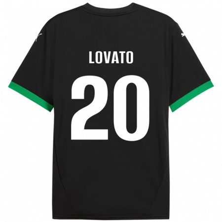 Kandiny Gyermek Matteo Lovato #20 Fekete Sötétzöld Hazai Jersey 2024/25 Mez Póló Ing