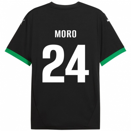 Kandiny Gyermek Luca Moro #24 Fekete Sötétzöld Hazai Jersey 2024/25 Mez Póló Ing