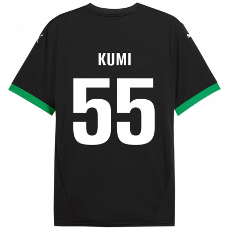 Kandiny Gyermek Justin Kumi #55 Fekete Sötétzöld Hazai Jersey 2024/25 Mez Póló Ing