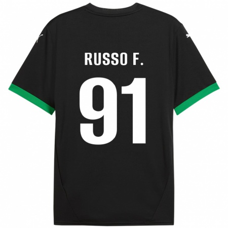 Kandiny Gyermek Flavio Russo #91 Fekete Sötétzöld Hazai Jersey 2024/25 Mez Póló Ing