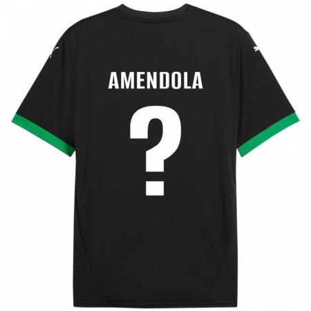 Kandiny Gyermek Catello Amendola #0 Fekete Sötétzöld Hazai Jersey 2024/25 Mez Póló Ing