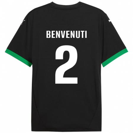 Kandiny Gyermek Giacomo Benvenuti #2 Fekete Sötétzöld Hazai Jersey 2024/25 Mez Póló Ing