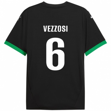 Kandiny Gyermek Giorgio Vezzosi #6 Fekete Sötétzöld Hazai Jersey 2024/25 Mez Póló Ing