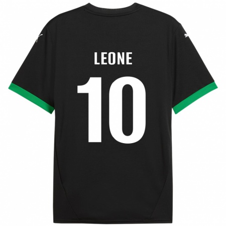 Kandiny Gyermek Kevin Leone #10 Fekete Sötétzöld Hazai Jersey 2024/25 Mez Póló Ing