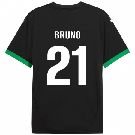 Kandiny Gyermek Kevin Bruno #21 Fekete Sötétzöld Hazai Jersey 2024/25 Mez Póló Ing