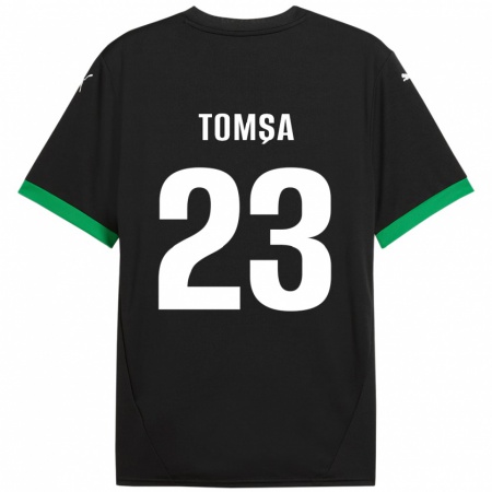 Kandiny Gyermek Troy Tomșa #23 Fekete Sötétzöld Hazai Jersey 2024/25 Mez Póló Ing