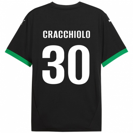 Kandiny Gyermek Leonardo Cracchiolo #30 Fekete Sötétzöld Hazai Jersey 2024/25 Mez Póló Ing