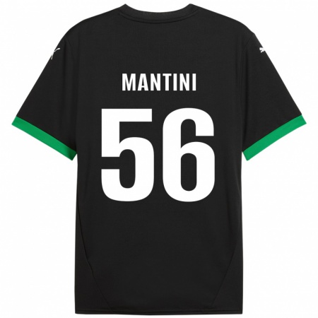 Kandiny Gyermek Raffaele Mantini #56 Fekete Sötétzöld Hazai Jersey 2024/25 Mez Póló Ing