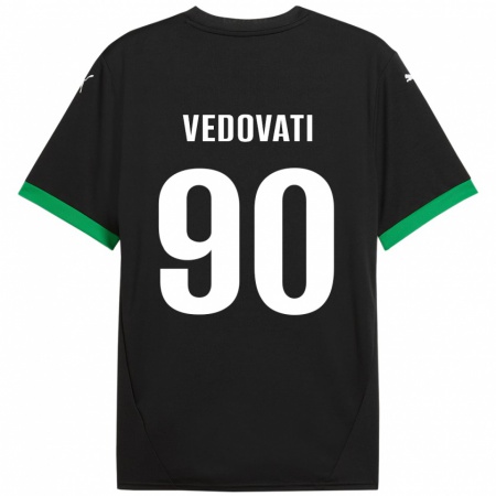 Kandiny Gyermek Gabriele Vedovati #90 Fekete Sötétzöld Hazai Jersey 2024/25 Mez Póló Ing