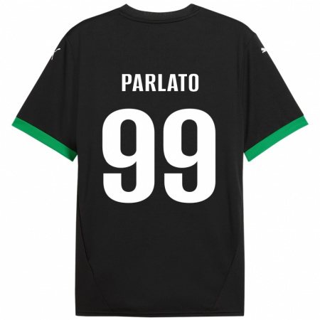 Kandiny Gyermek Claudio Parlato #99 Fekete Sötétzöld Hazai Jersey 2024/25 Mez Póló Ing