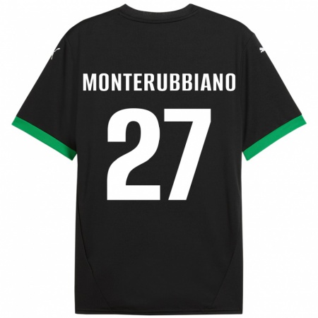 Kandiny Gyermek Valeria Monterubbiano #27 Fekete Sötétzöld Hazai Jersey 2024/25 Mez Póló Ing